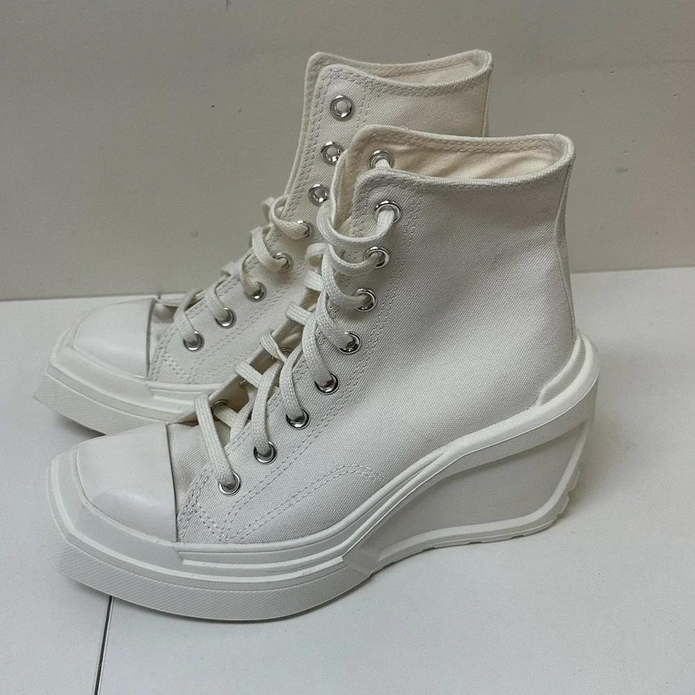 Converse Chuck 70 De Luxe Wedge Egret Women's Size 7.5 Platform Shoes NEW